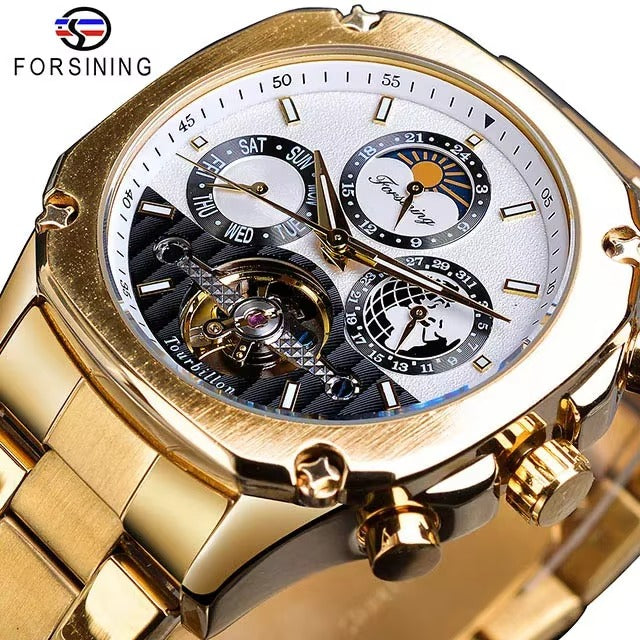 Forsining Brand Mens Mechanical Watchesساعة بآلية ميكانيكية دقيقة