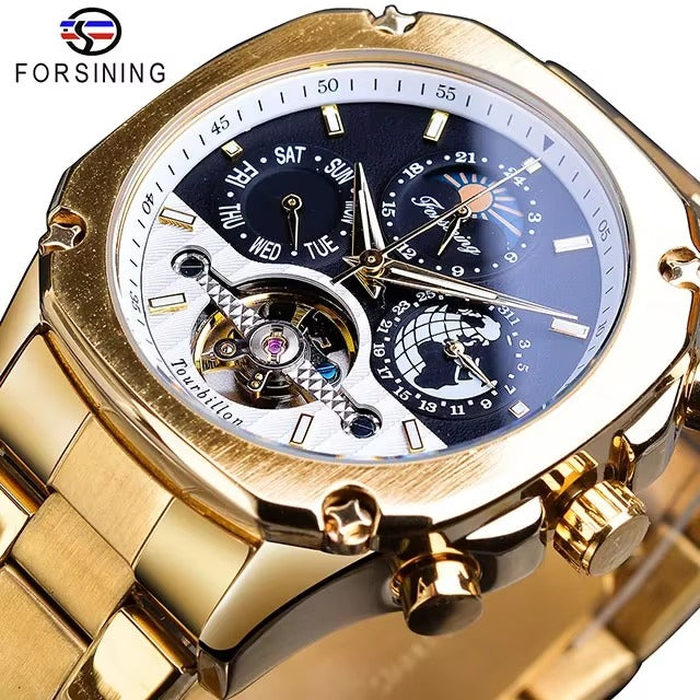 Forsining Brand Mens Mechanical Watchesساعة بآلية ميكانيكية دقيقة