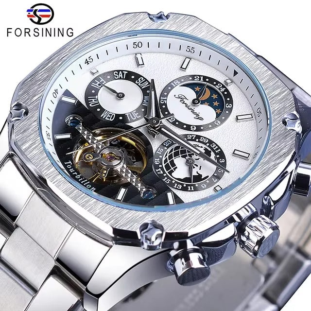 Forsining Brand Mens Mechanical Watchesساعة بآلية ميكانيكية دقيقة