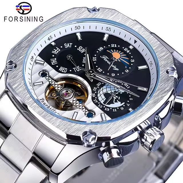 Forsining Brand Mens Mechanical Watchesساعة بآلية ميكانيكية دقيقة