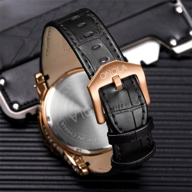 ساعة رجالية 2025 جديدة من الجلد الطبيعي مقاومة للماء Casual Man Watch 2025 New Genuine Leather Waterproof