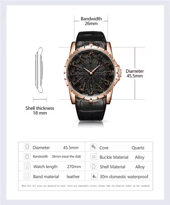 ساعة رجالية 2025 جديدة من الجلد الطبيعي مقاومة للماء Casual Man Watch 2025 New Genuine Leather Waterproof