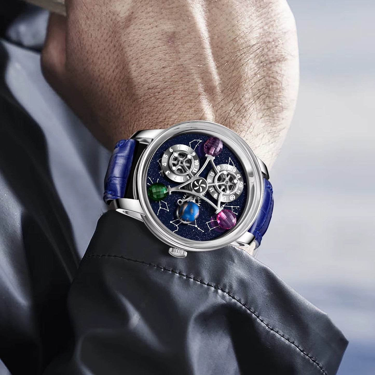 New Arrival Luxury Men Mechanical Leather Watches Fashion Businessساعات رجالية ميكانيكية جلدية فاخرة وصلت حديثًا، موضة الأعمال