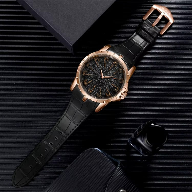 ساعة رجالية 2025 جديدة من الجلد الطبيعي مقاومة للماء Casual Man Watch 2025 New Genuine Leather Waterproof
