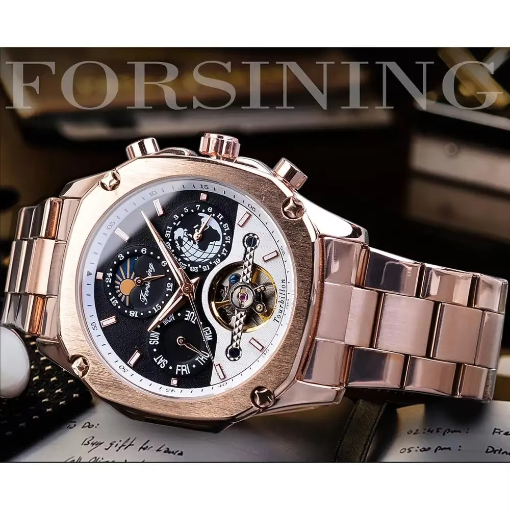 Forsining Brand Mens Mechanical Watchesساعة بآلية ميكانيكية دقيقة