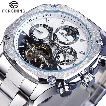 Forsining Brand Mens Mechanical Watchesساعة بآلية ميكانيكية دقيقة
