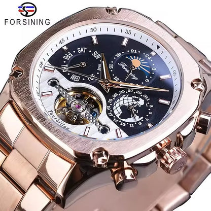 Forsining Brand Mens Mechanical Watchesساعة بآلية ميكانيكية دقيقة