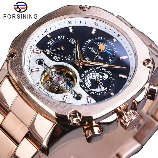 Forsining Brand Mens Mechanical Watchesساعة بآلية ميكانيكية دقيقة