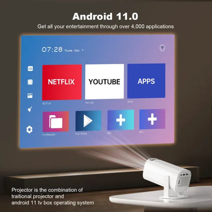 Mini Smart Android Portable Projector - 4K home theater Projector
